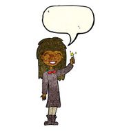 cartoon friendly witch girl with speech bubble N3