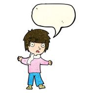 cartoon unhappy boy with speech bubble N14