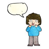 cartoon worried boy with speech bubble N8