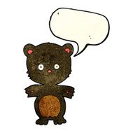 cartoon happy black bear with speech bubble N3