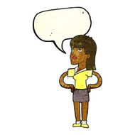 cartoon woman with hands on hips speech bubble N52