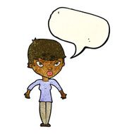 cartoon woman shrugging shoulders with speech bubble N127