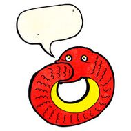 cartoon snake eating own tail with speech bubble N2