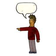 cartoon happy pointing man with speech bubble N7