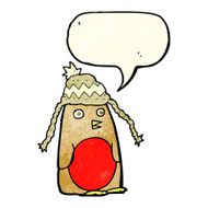 cartoon robin in hat with speech bubble N3