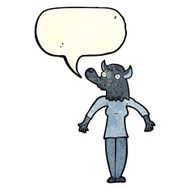 cartoon werewolf woman with speech bubble N2