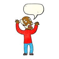 cartoon terrified old man with speech bubble N5