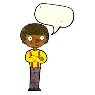 cartoon staring boy with speech bubble N7