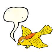 cartoon flying bird with speech bubble N5