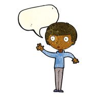 cartoon staring boy with speech bubble N8