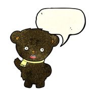 cartoon black bear waving with speech bubble N3