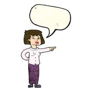 cartoon woman pointing with speech bubble N53