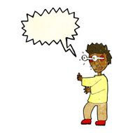 cartoon terrified boy with speech bubble N3