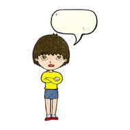 cartoon woman with crossed arms speech bubble N15