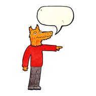 cartoon fox man pointing with speech bubble N3
