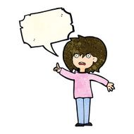 cartoon woman asking question with speech bubble N7