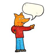 cartoon fox man pointing with speech bubble N4