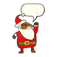 cartoon santa claus punching air with speech bubble N5