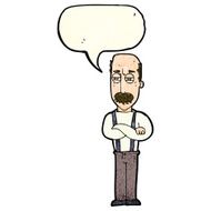 cartoon annoyed old man with speech bubble N19