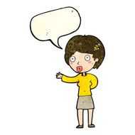 cartoon waving woman with speech bubble N50