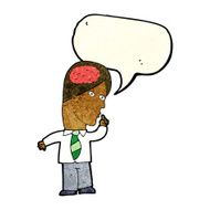cartoon businessman with huge brain speech bubble N3