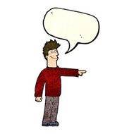 cartoon happy pointing man with speech bubble N8