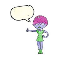 cartoon vampire girl giving thumbs up symbol with speech bubble N3