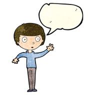 cartoon staring boy with speech bubble N10