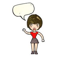 cartoon waving woman with speech bubble N51