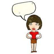 cartoon worried woman with speech bubble N19