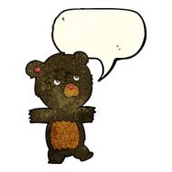 cartoon cute black bear with speech bubble N25