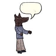 cartoon wolf man with speech bubble N11