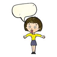 cartoon woman shrugging shoulders with speech bubble N130