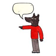 cartoon wolf man pointing with speech bubble N3