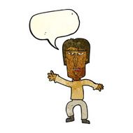 cartoon angry man waving warning with speech bubble N3