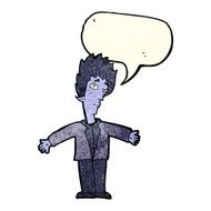 cartoon vampire man with speech bubble N39