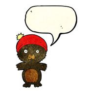 cartoon cute black bear in hat with speech bubble N2