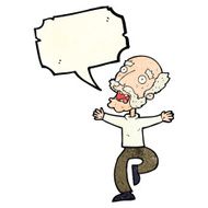 cartoon old man having a fright with speech bubble N3