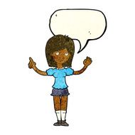 cartoon woman explaining idea with speech bubble N3