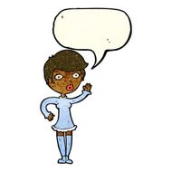 cartoon pretty woman waving with speech bubble N24