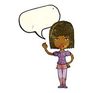 cartoon woman waving with speech bubble N79