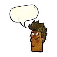 cartoon happy man face with speech bubble N4
