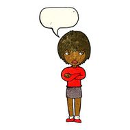 cartoon annoyed woman with speech bubble N48