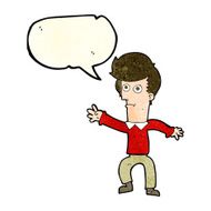 cartoon man waving with speech bubble N7