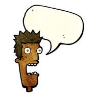 cartoon shocked man&#039;s face with speech bubble N3