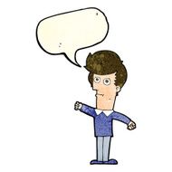 cartoon man punching with speech bubble N3