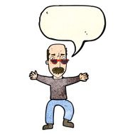 cartoon old man waving arms with speech bubble N4