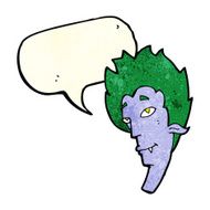 cartoon vampire head with speech bubble N12