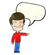 cartoon happy man pointing with speech bubble N16