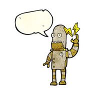 cartoon old robot with speech bubble N4